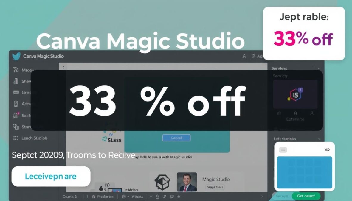 Canva Magic Studio interface with September 2025 promotional discount banner
