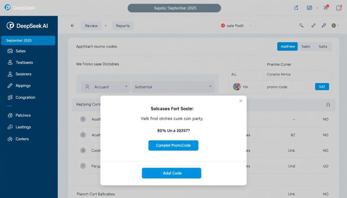 DeepSeek AI dashboard showing successful promo code application September 2025