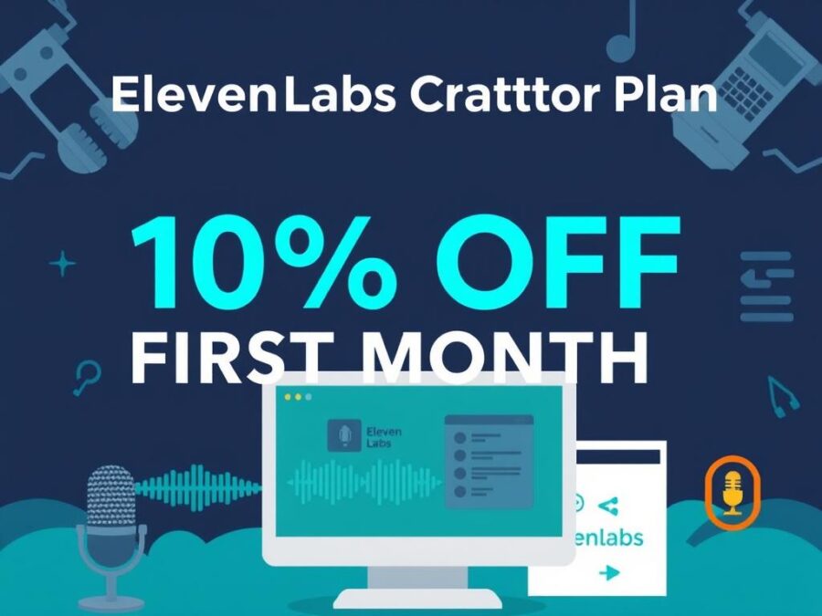 ElevenLabs Voice AI Creator Plan with 50% discount visualization