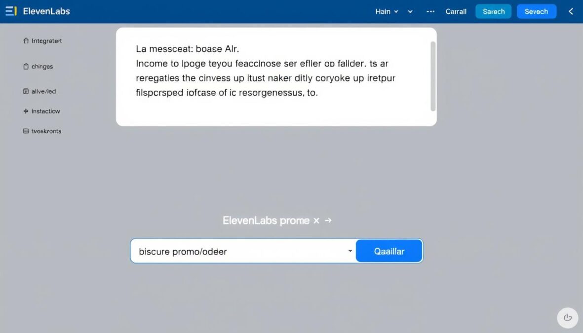 ElevenLabs Voice AI interface showing text-to-speech conversion with promo code entry field