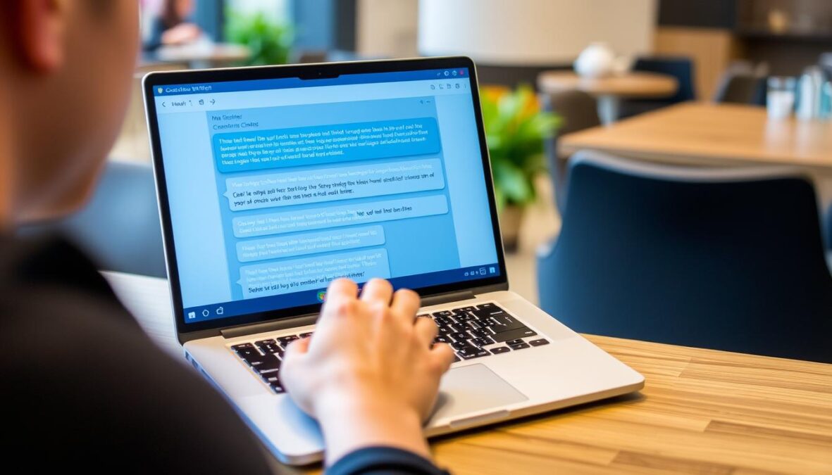 Person using ChatGPT for content creation and creative writing tasks
