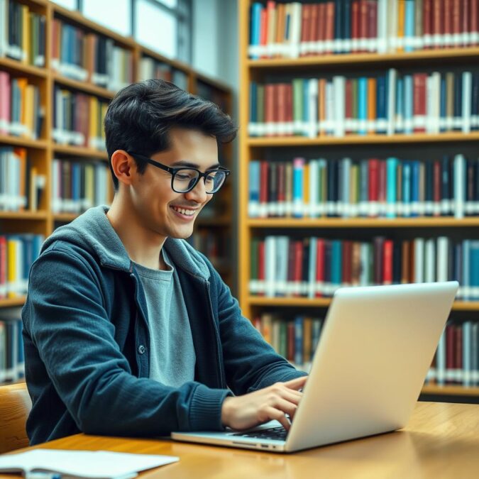 Student using Grammarly AI to improve academic paper
