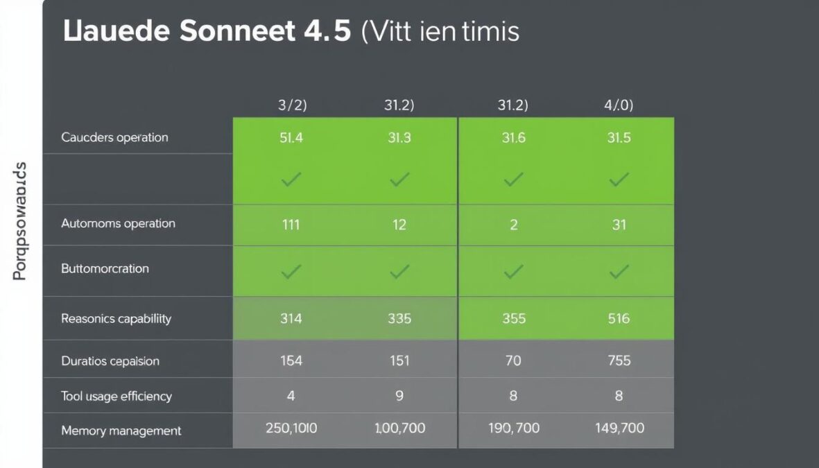 Comparison chart of Claude Sonnet 4.5 Autonomous Agent Upgrade vs previous versions