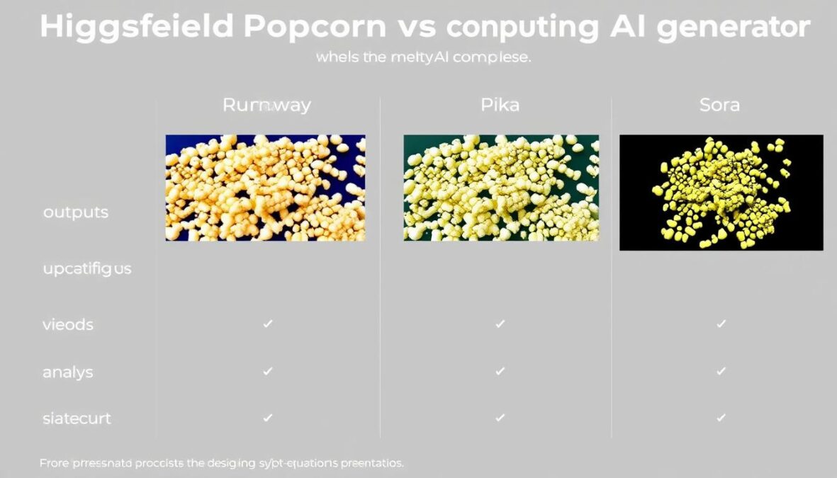 Comparison of Popcorn with competing AI video generators in a popcorn higgsfield ai review