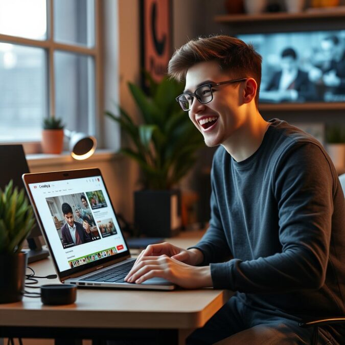 Content creator using Creatify.ai for YouTube videos