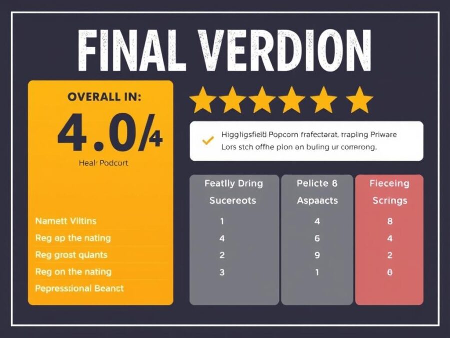 Final verdict summary for Popcorn Higgsfield AI review showing overall rating