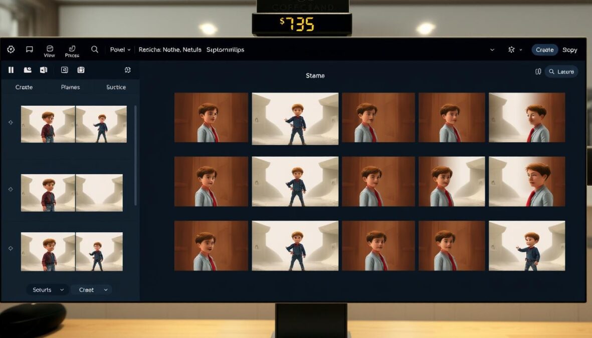 Higgsfield Popcorn AI storyboard generator interface showing multiple frames of a cinematic sequence