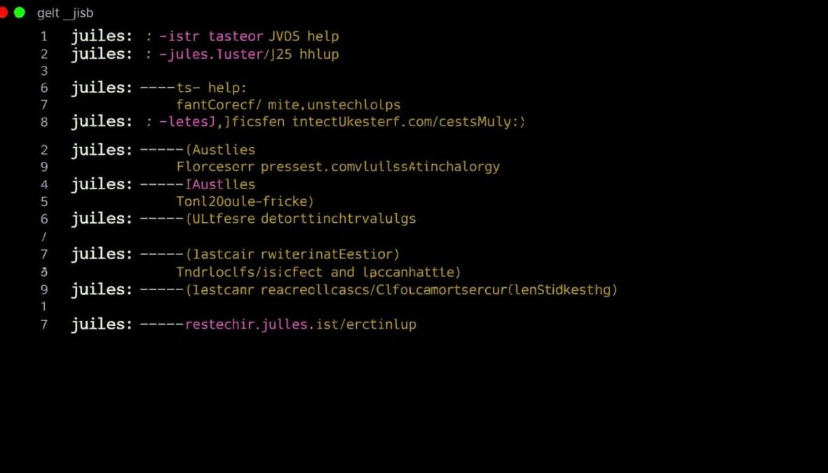 Jules Tools command structure showing basic commands and flags