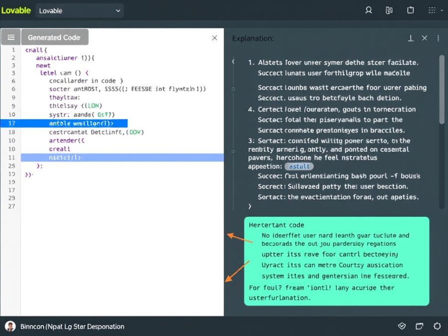 Lovable's explanation feature showing how it implemented a user authentication system