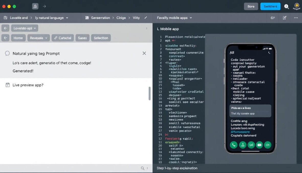 Lovable's user interface showing the process of creating an app through natural language prompts