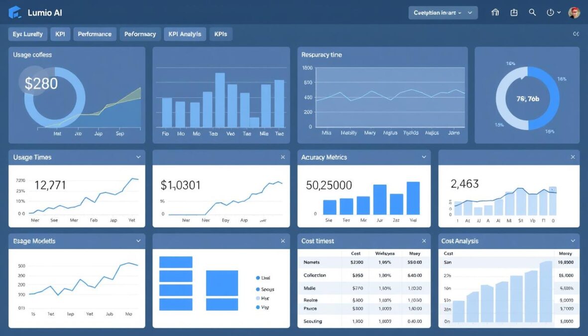 Lumio AI analytics dashboard showing performance metrics