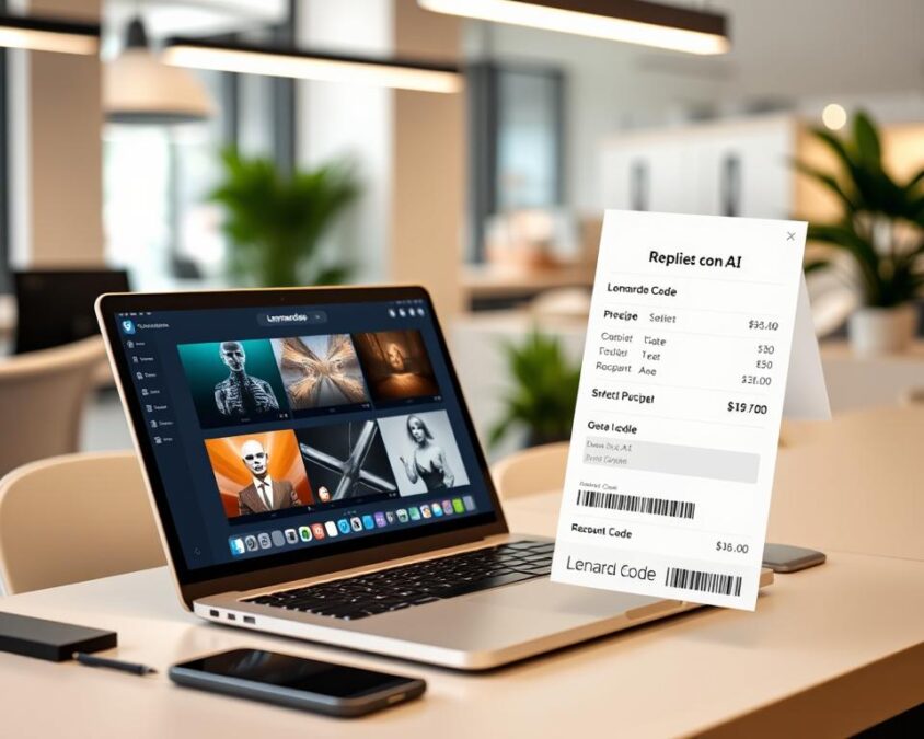 Person using Leonardo.Ai to create digital artwork with discount applied