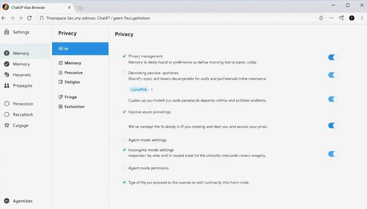 Privacy and security settings in ChatGPT Atlas Browser