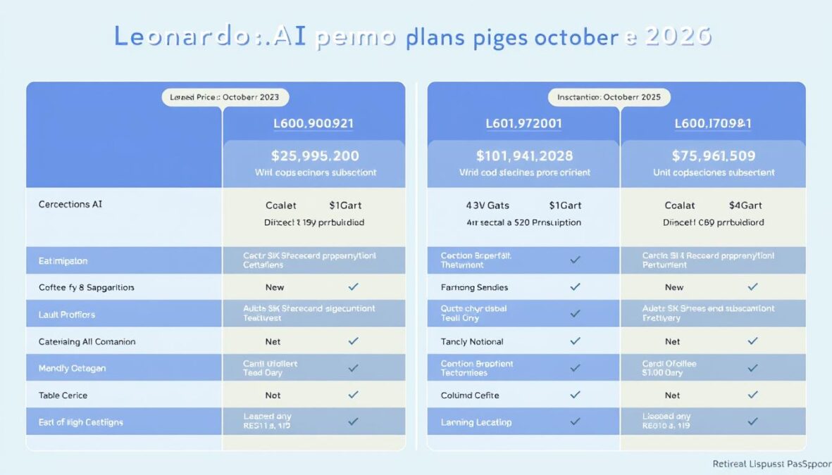 Visual comparison of Leonardo.Ai subscription plans with discount codes applied