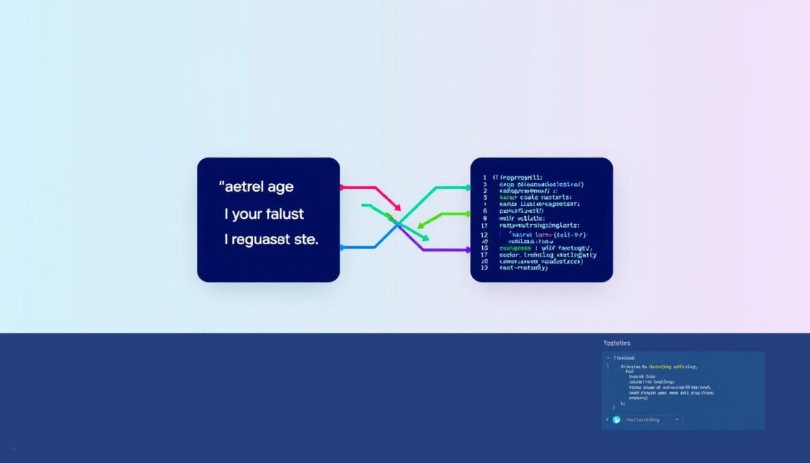 Visual representation of vibe-coding tools showing natural language prompts being converted into functional code