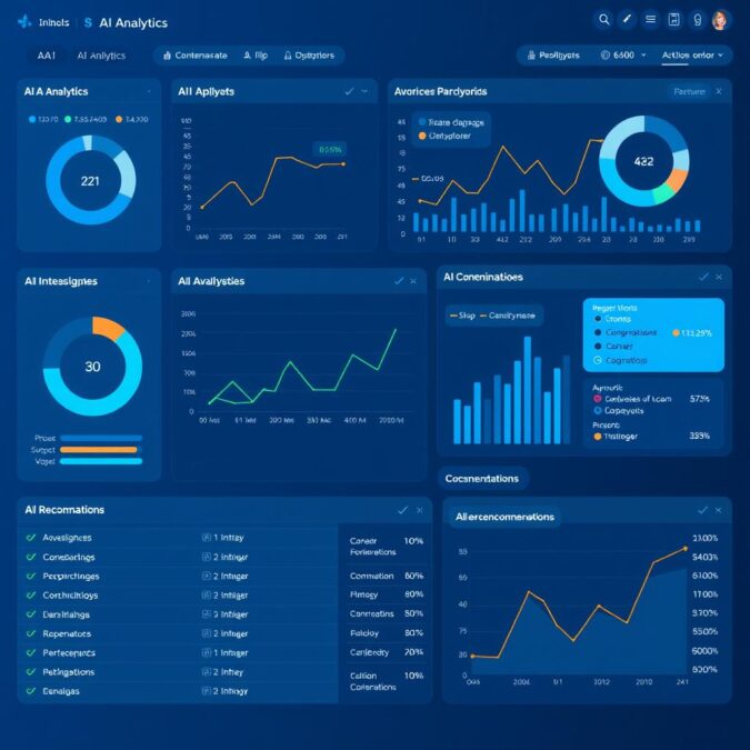 AI data analytics dashboard showing business insights