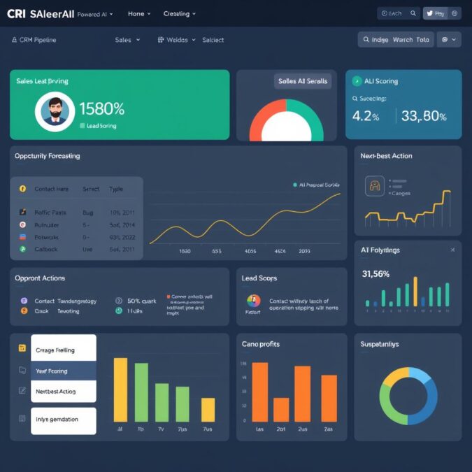 AI-powered CRM dashboard showing sales pipeline