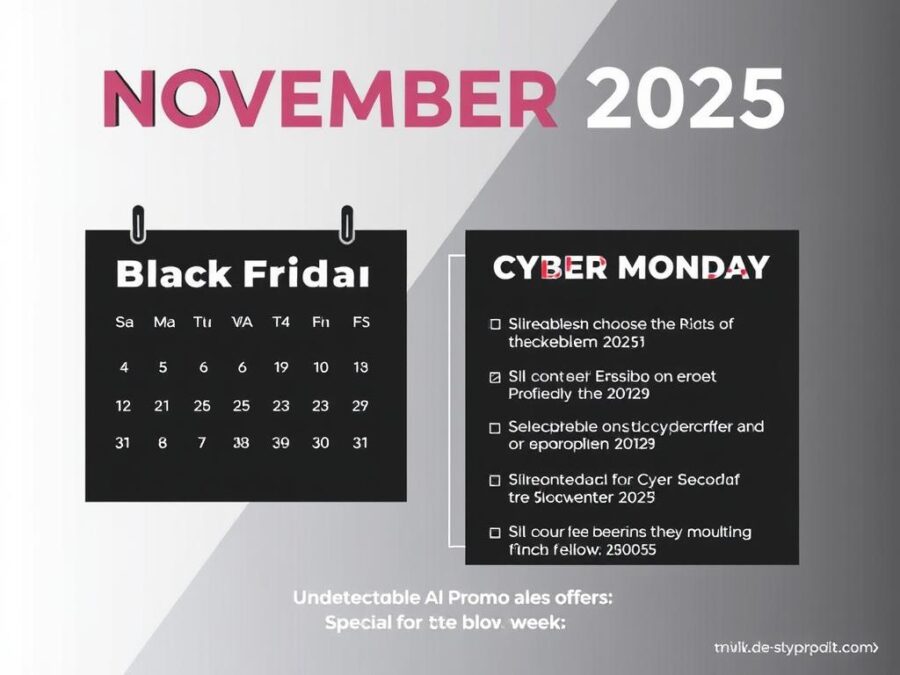 Black Friday and Cyber Monday deals calendar for Undetectable AI promo codes