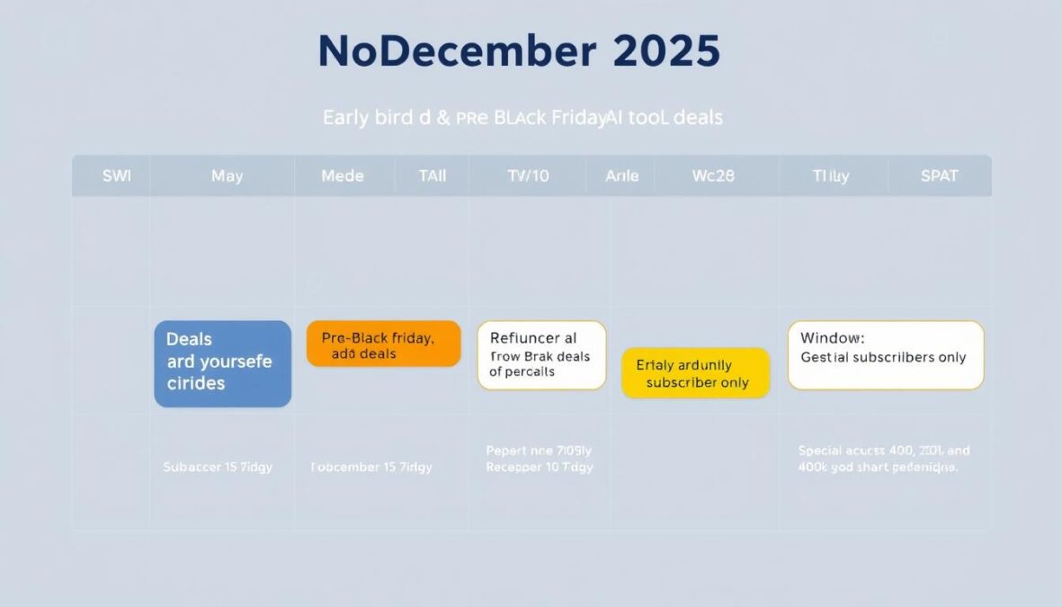 Calendar highlighting early bird AI tools Black Friday December 2025 deals