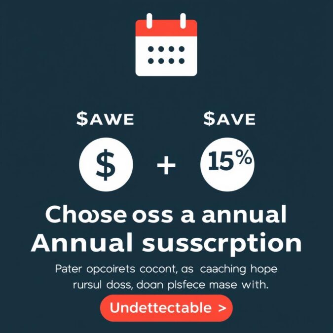 Calendar showing annual subscription savings with Undetectable AI promo code