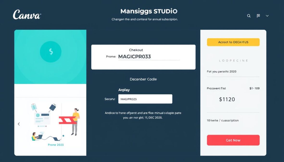Canva Magic Studio coupon December 2025 discount code being applied at checkout
