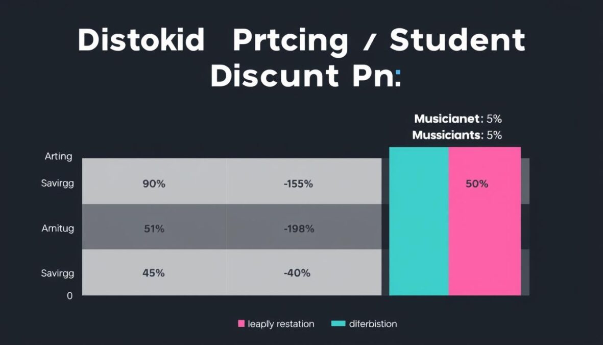 Chart comparing DistroKid regular pricing vs student discount pricing for 2025