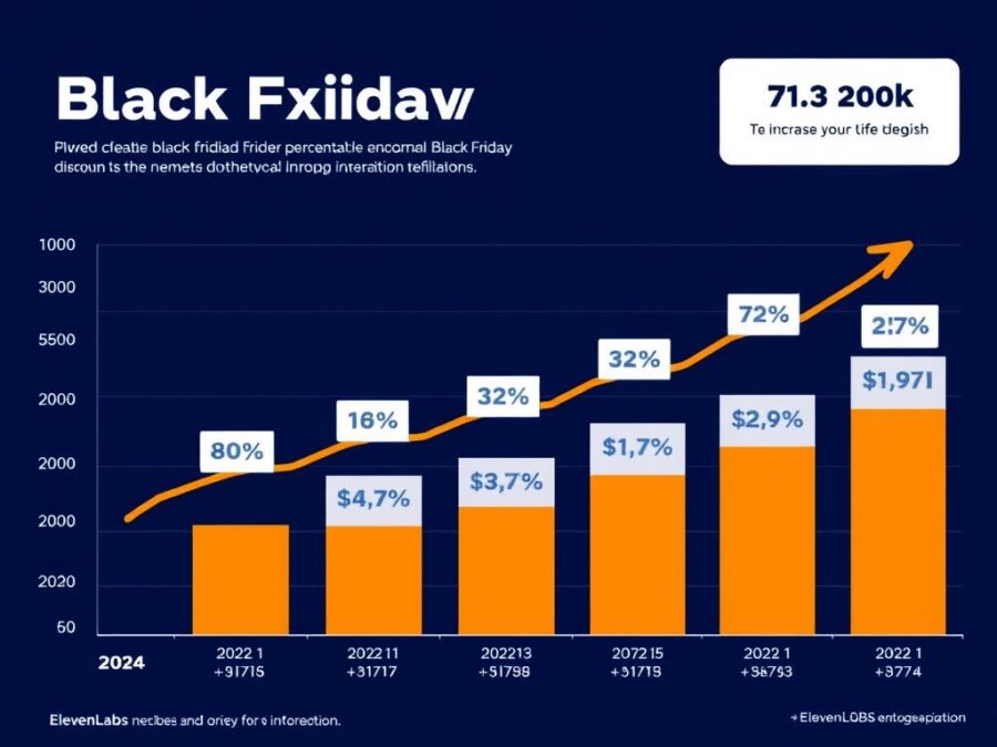 Chart showing ElevenLabs Black Friday discount trends from 2023-2024