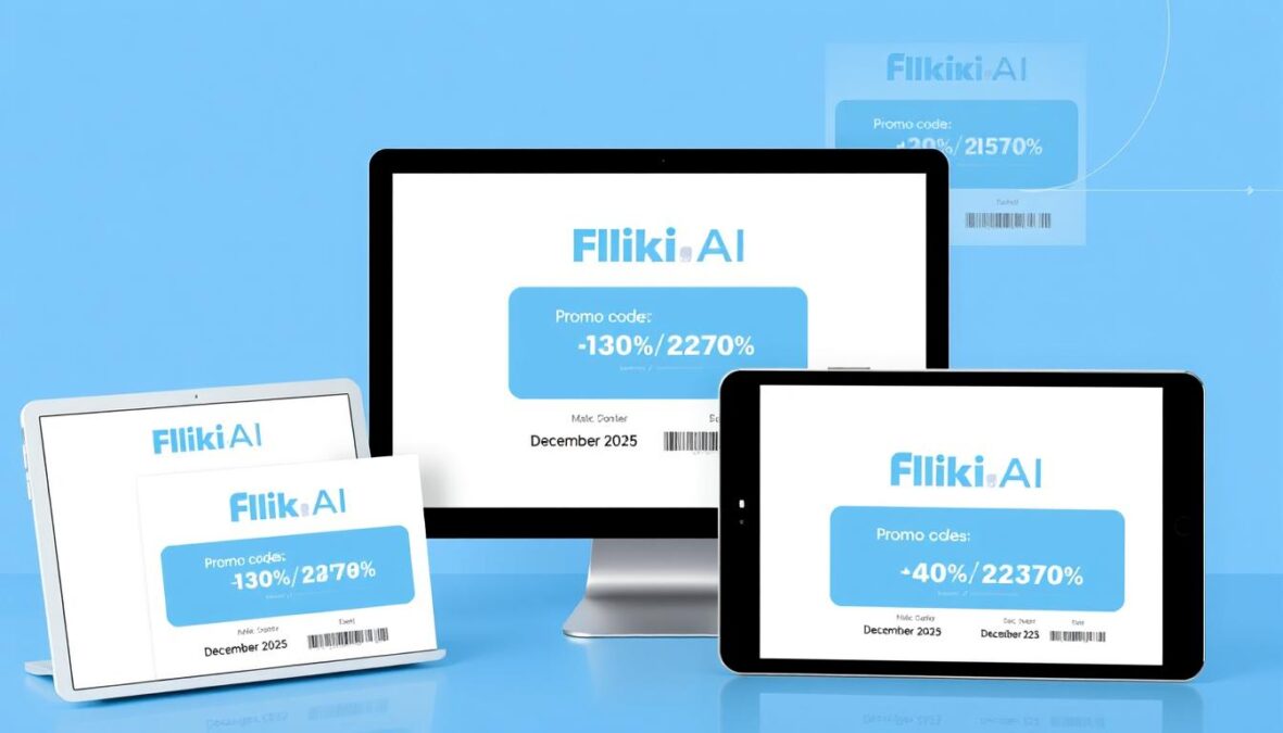 Collection of active Fliki AI promo codes for December 2025 displayed on digital devices