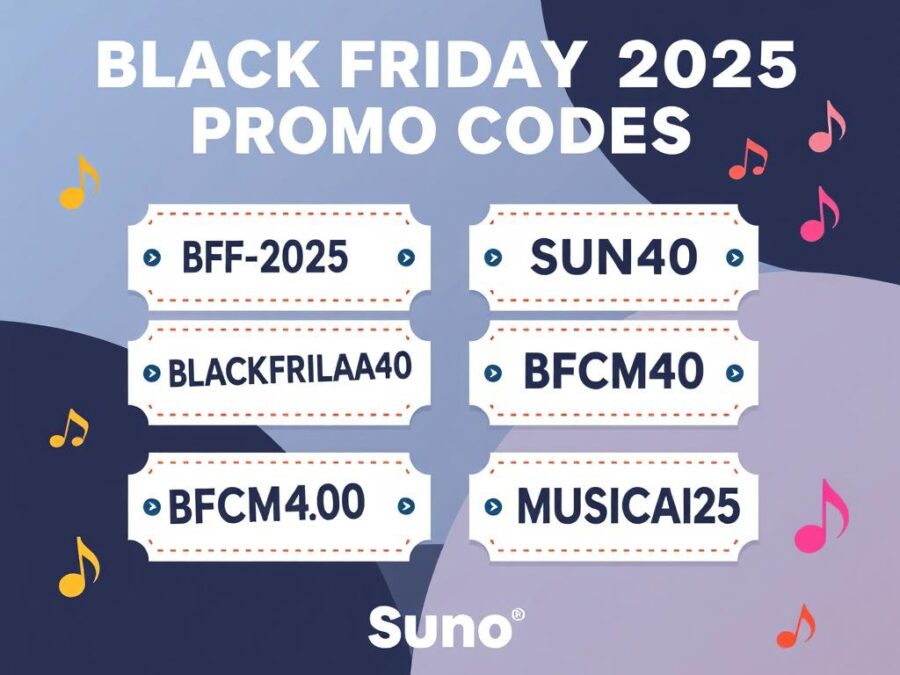 Collection of possible Suno AI Black Friday 2025 promo codes