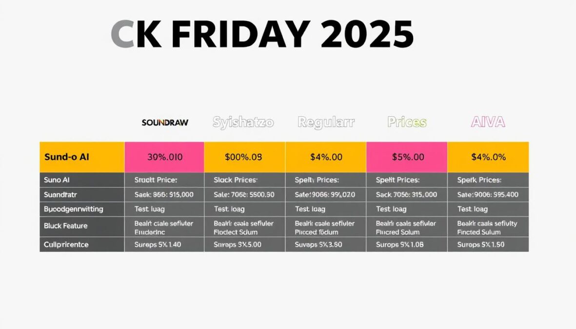 Comparison of AI music generation tools Black Friday 2025 deals