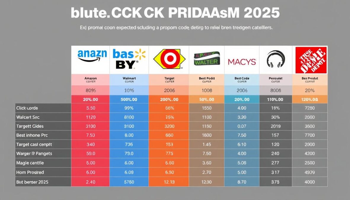 Comparison of Black Friday 2025 promo code offers from major retailers
