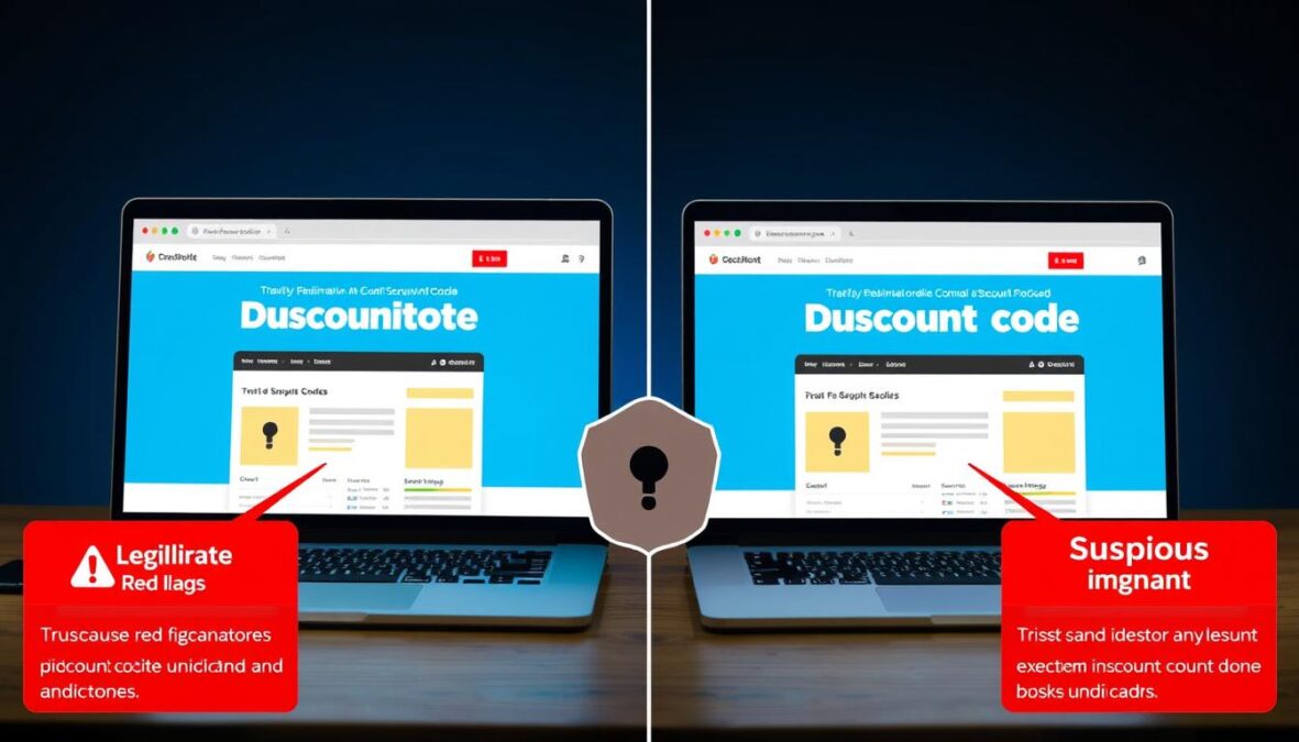 Comparison of legitimate vs. suspicious discount code sources for Midjourney