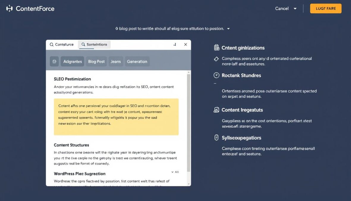 ContentForce AI content generation interface