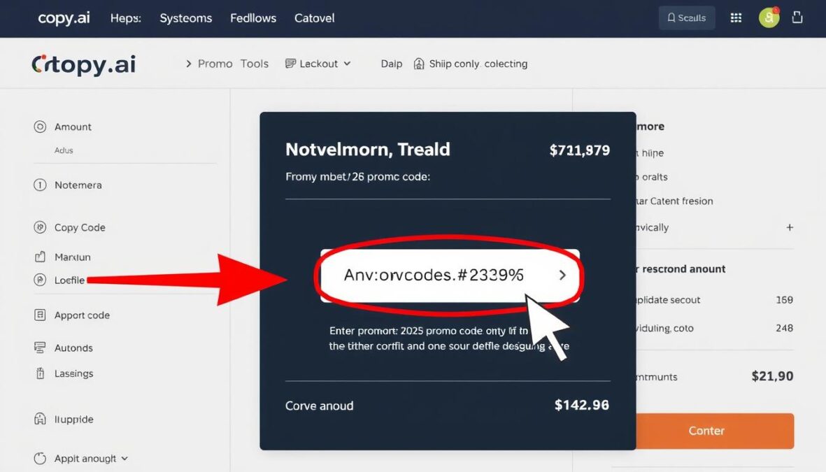 Copy.ai checkout page showing where to enter November 2025 promo code