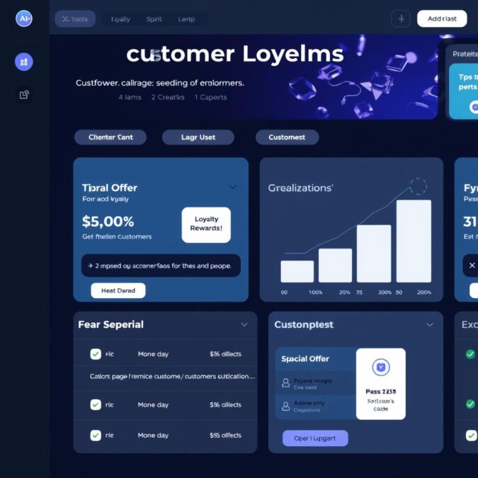 Customer loyalty dashboard with special AI tool offers
