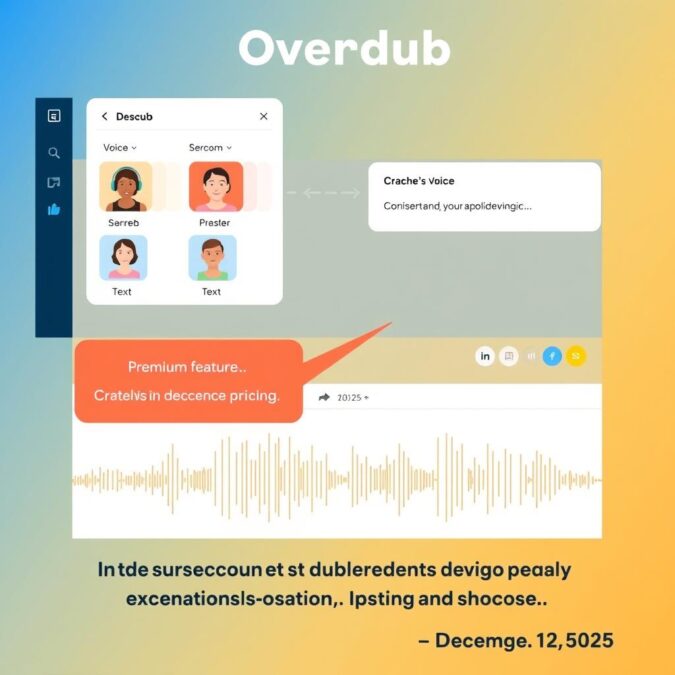 Descript AI Overdub feature creating synthetic voice with December 2025 promotional pricing