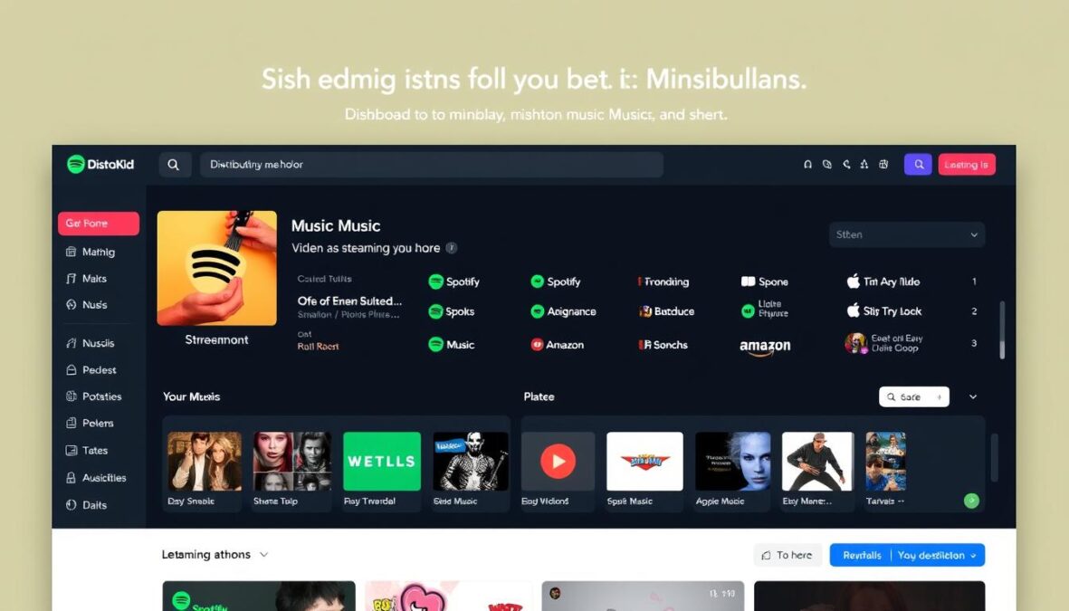 DistroKid platform interface showing music distribution to multiple streaming services