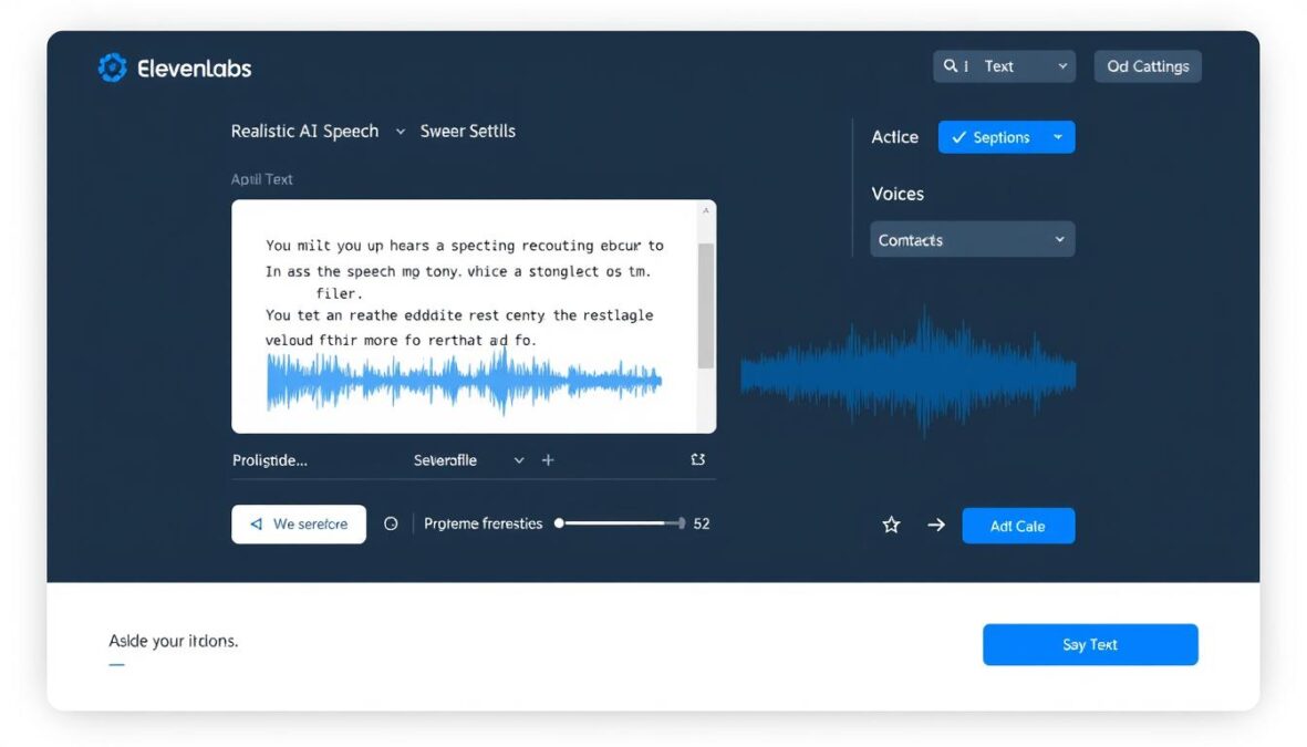 ElevenLabs AI voice generation interface showing text-to-speech conversion
