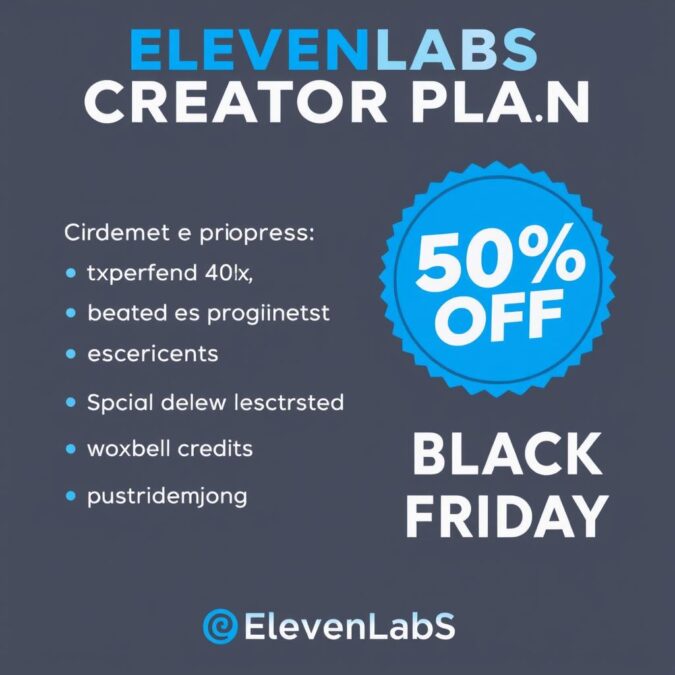 ElevenLabs Creator Plan with 50% discount badge for Black Friday 2025