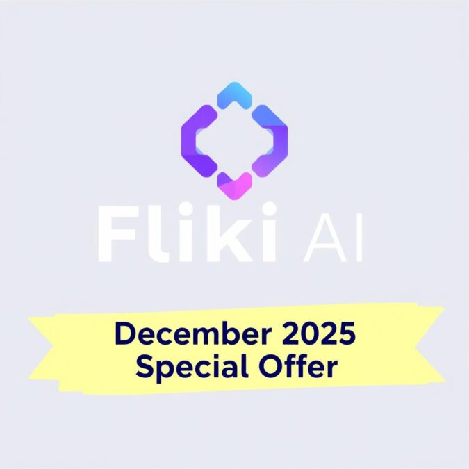 Fliki AI logo with December 2025 promo code banner
