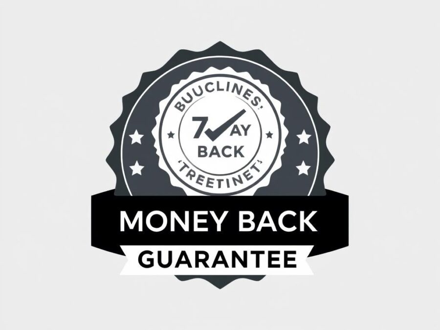 Fliki AI money-back guarantee badge with 7-day refund policy