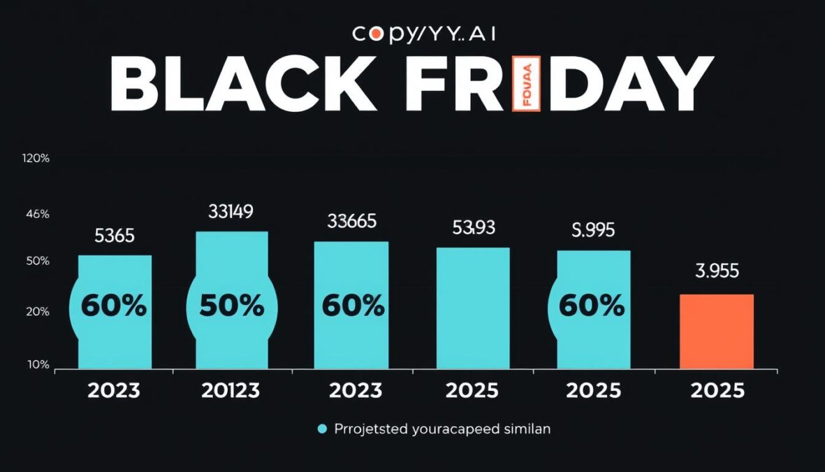 Graph showing Copy.ai Black Friday discount trends from 2023-2025