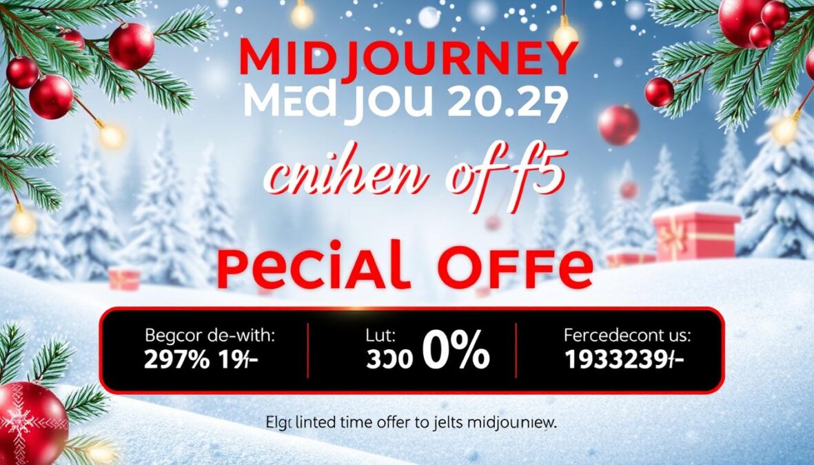 Holiday-themed Midjourney promotional banner for December 2025