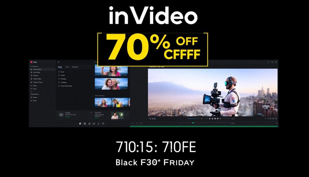 InVideo AI Black Friday 2025 coupon deal showing 70% discount
