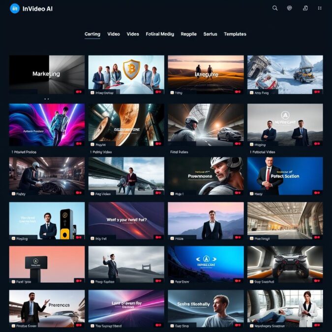 InVideo AI template library showing diverse video templates