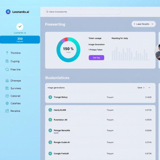 Leonardo.ai free trial interface showing token usage
