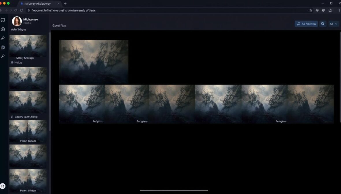 Midjourney interface showing artistic image creation process