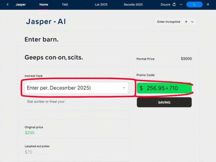Person applying Jasper AI promo code December 2025 at checkout page