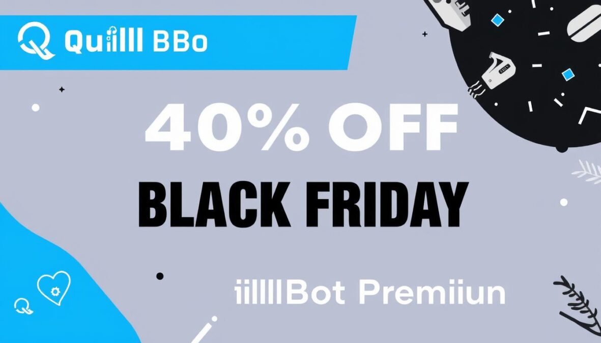 QuillBot Black Friday 2025 discount banner showing 40% off Premium plan