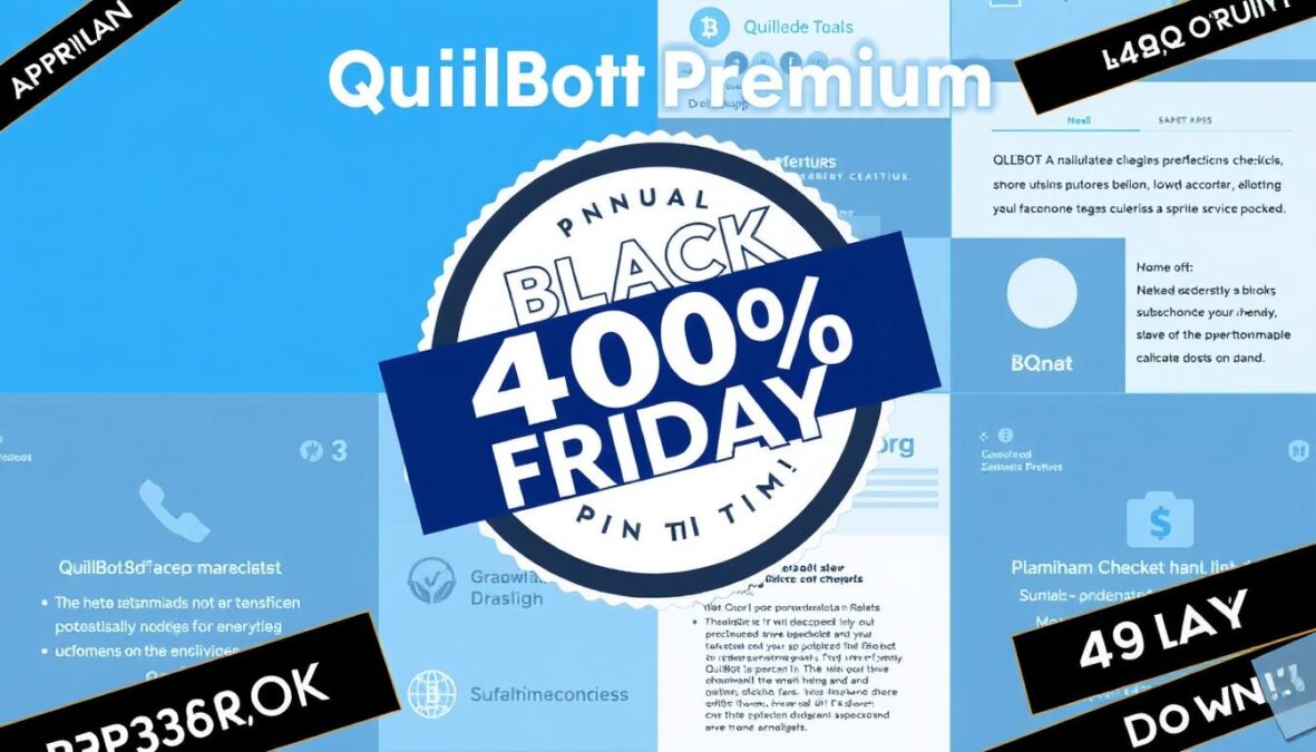 QuillBot Premium tools showcase with Black Friday 2025 discount banner
